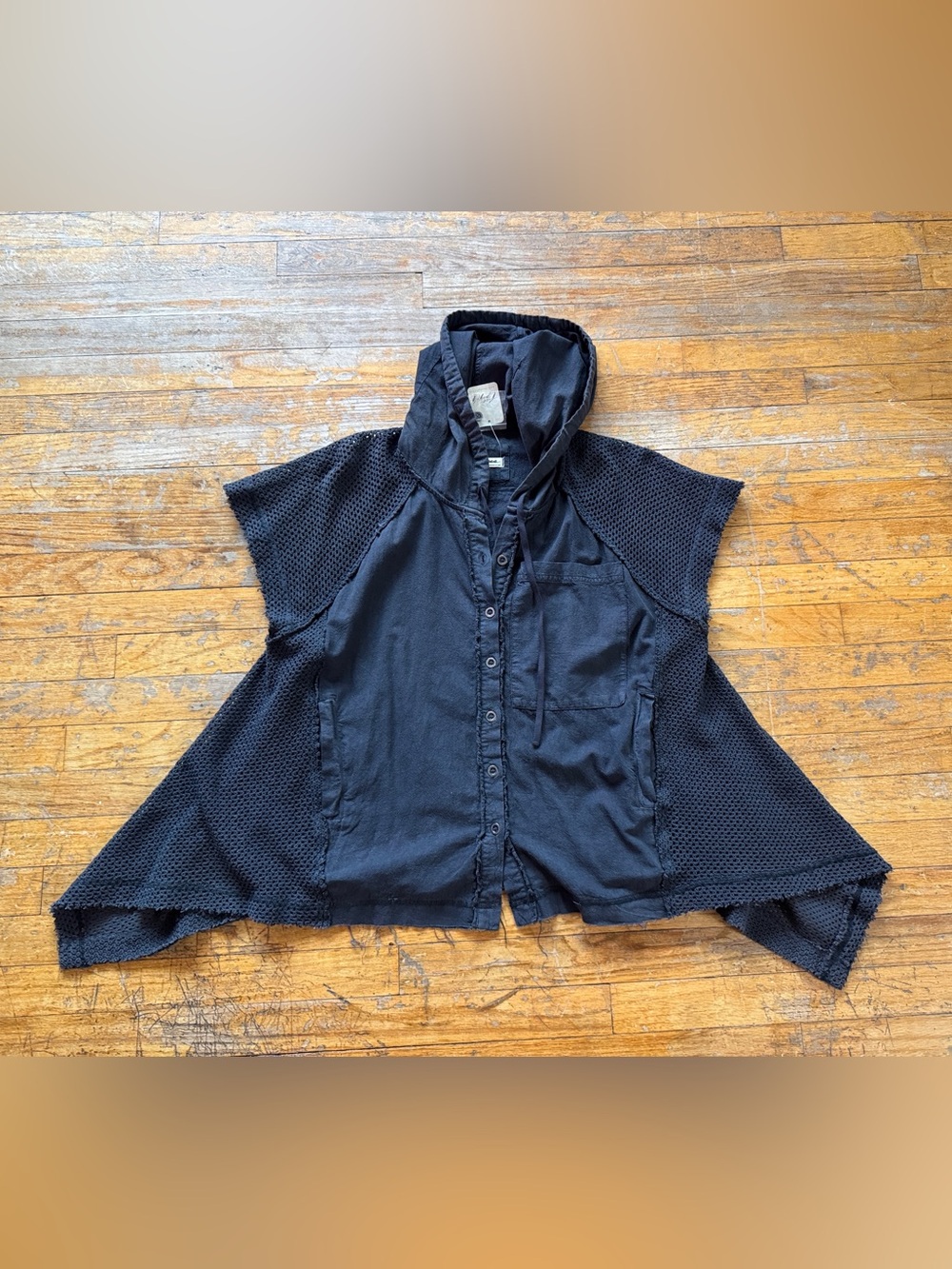 NWT‎ - Free People We The Free - Mesh Button Up Hoodie - Size Small